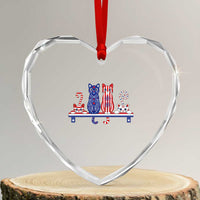 Red White And Blue Cute Cats Heart Crystal Glass Ornament Patriotic Pet Lover