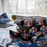 Red White And Blue Skeleton Party Wrapping Paper Roll American Freedom Vibes