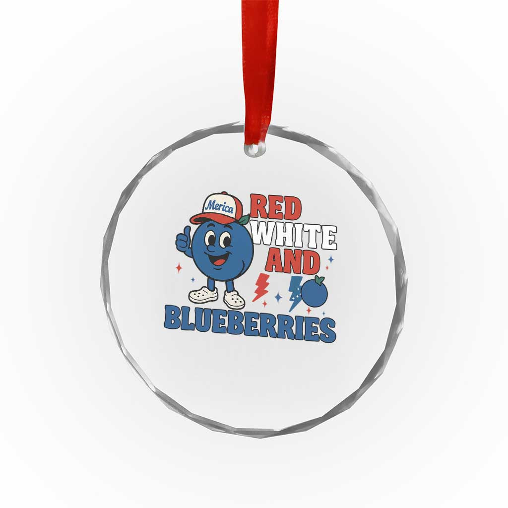 Red White and Blueberries Crystal Glass Ornament Patriotic Fruit Cartoon Graphic - Wonder Print Shop