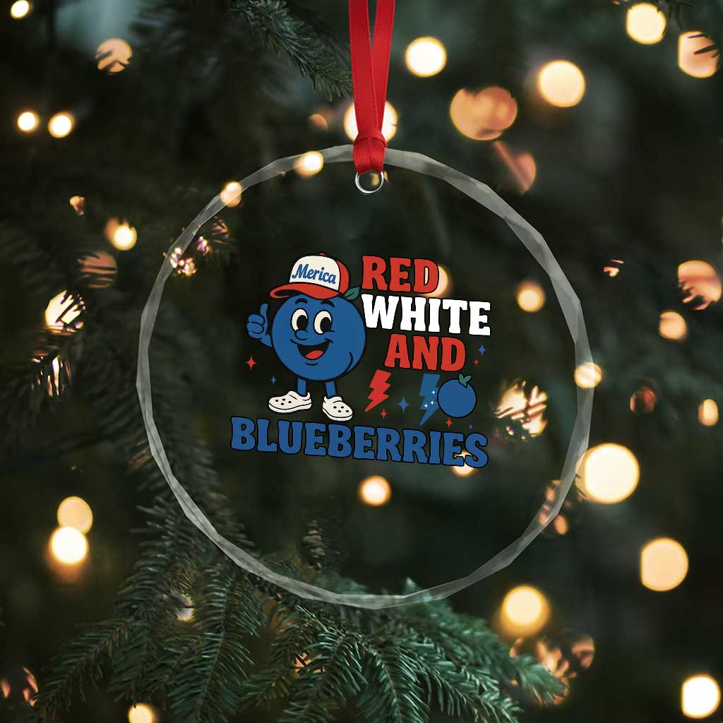 Red White and Blueberries Crystal Glass Ornament Patriotic Fruit Cartoon Graphic - Wonder Print Shop