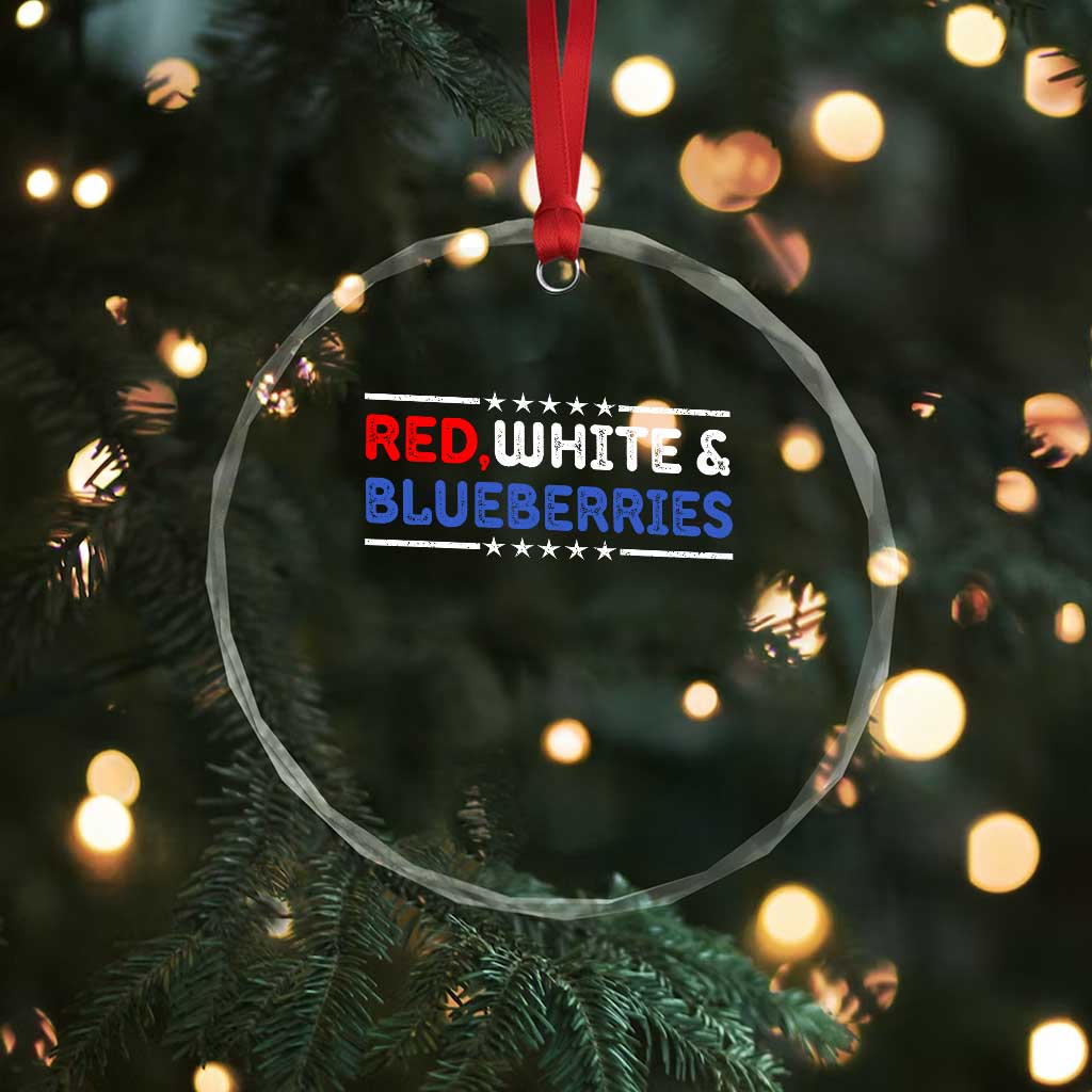 Red White and Blueberries Crystal Glass Ornament Patriotic Tribute Memorial TS02