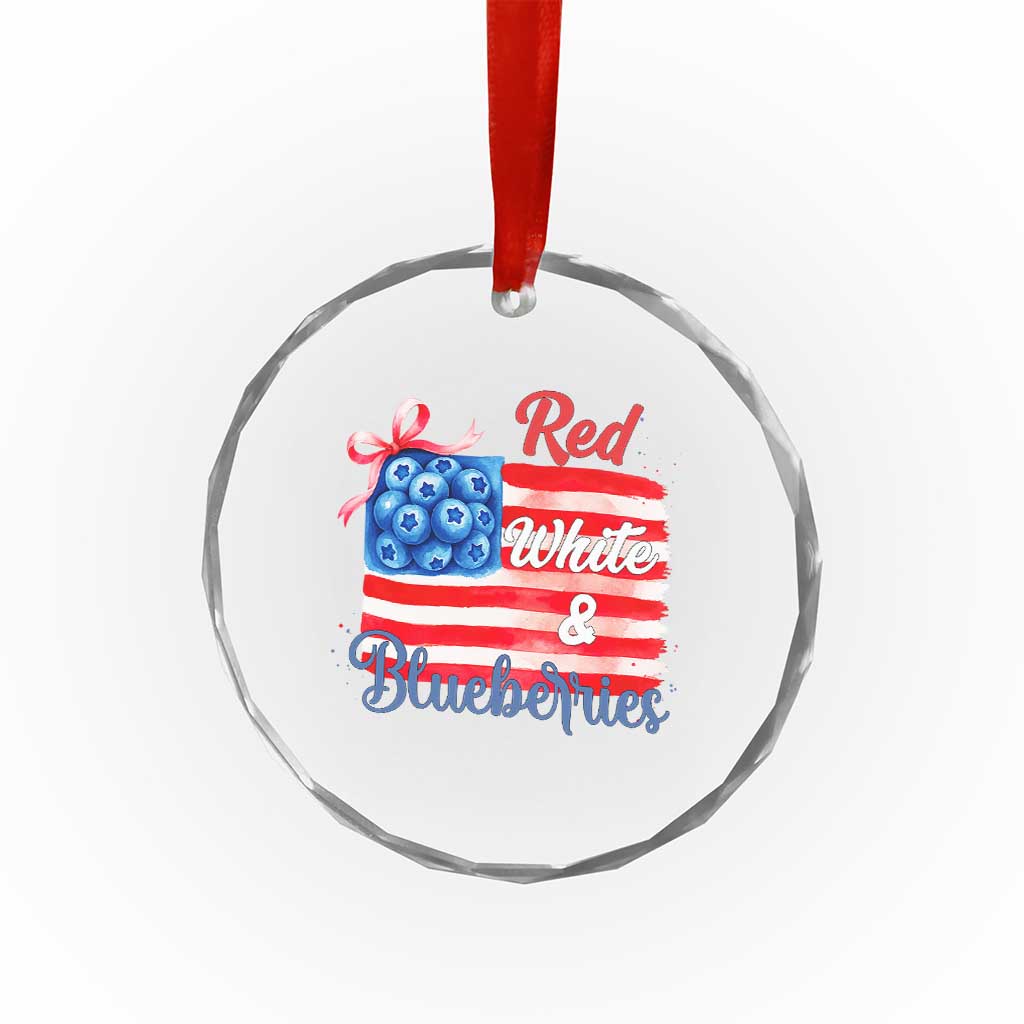 Red White and Blueberries Crystal Glass Ornament Patriotic Vintage American Flag Coquette Bow - Wonder Print Shop