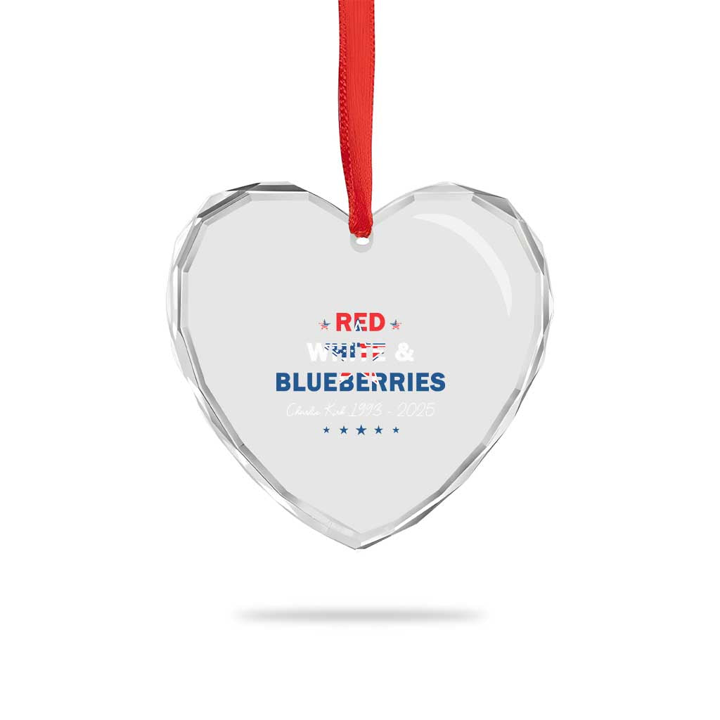 Red White and Blueberries Heart Crystal Glass Ornament Charlie Kirk 1993 2025 Patriotic Memorial - Wonder Print Shop