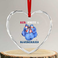 Red White and Blueberries Heart Crystal Glass Ornament Charlie Kirk Tribute 1993 2025 Memorial - Wonder Print Shop