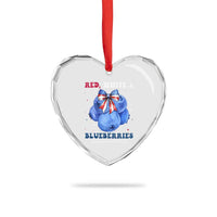 Red White and Blueberries Heart Crystal Glass Ornament Charlie Kirk Tribute 1993 2025 Memorial - Wonder Print Shop