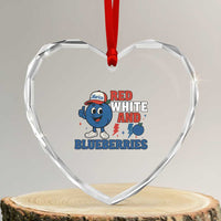 Red White and Blueberries Heart Crystal Glass Ornament Patriotic Fruit Cartoon Graphic - Wonder Print Shop