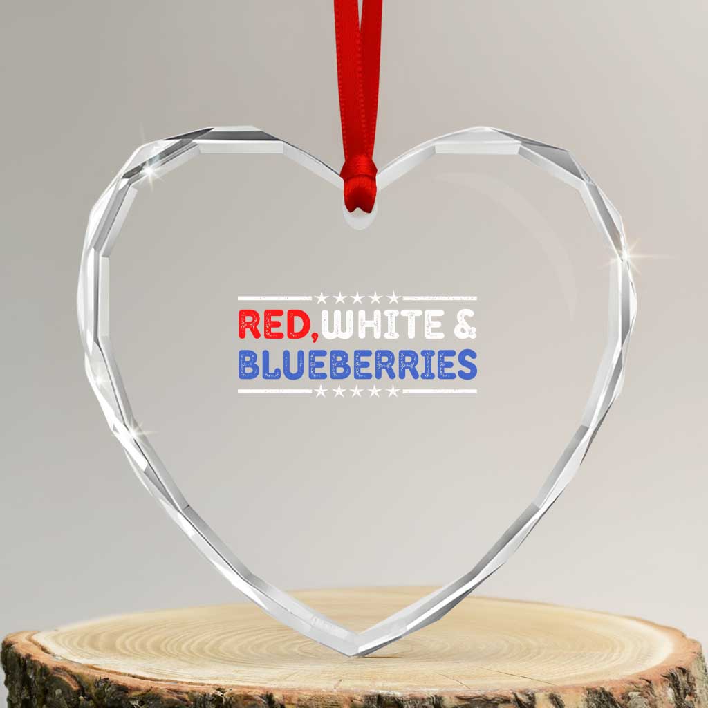 Red White and Blueberries Heart Crystal Glass Ornament Patriotic Tribute Memorial - Wonder Print Shop