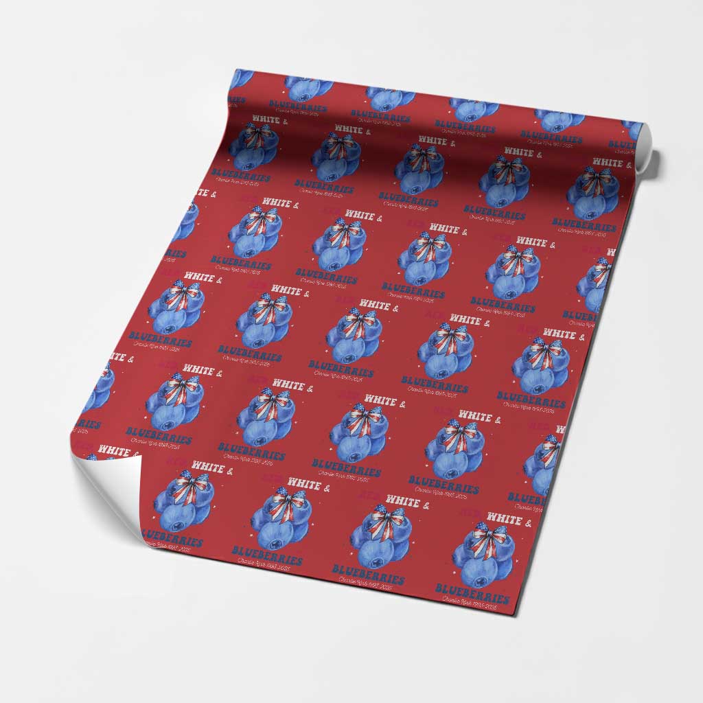 Red White and Blueberries Wrapping Paper Roll Charlie Kirk Tribute 1993 2025 Memorial - Wonder Print Shop