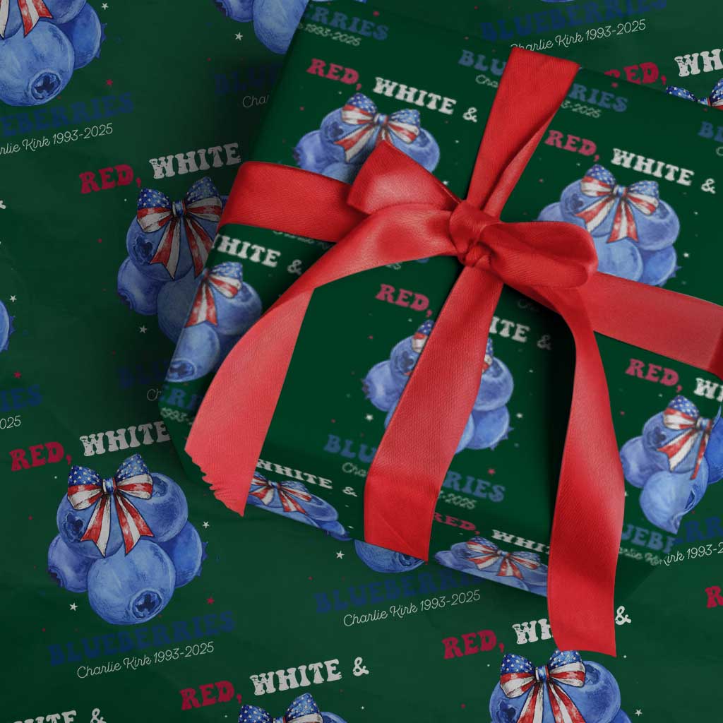 Red White and Blueberries Wrapping Paper Roll Charlie Kirk Tribute 1993 2025 Memorial - Wonder Print Shop