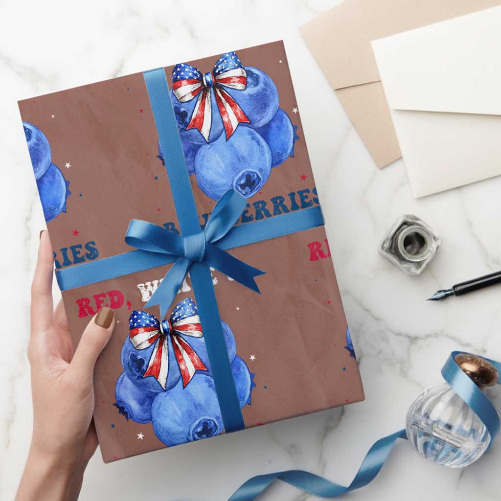 Red White and Blueberries Wrapping Paper Roll Charlie Kirk Tribute 1993 2025 Memorial - Wonder Print Shop