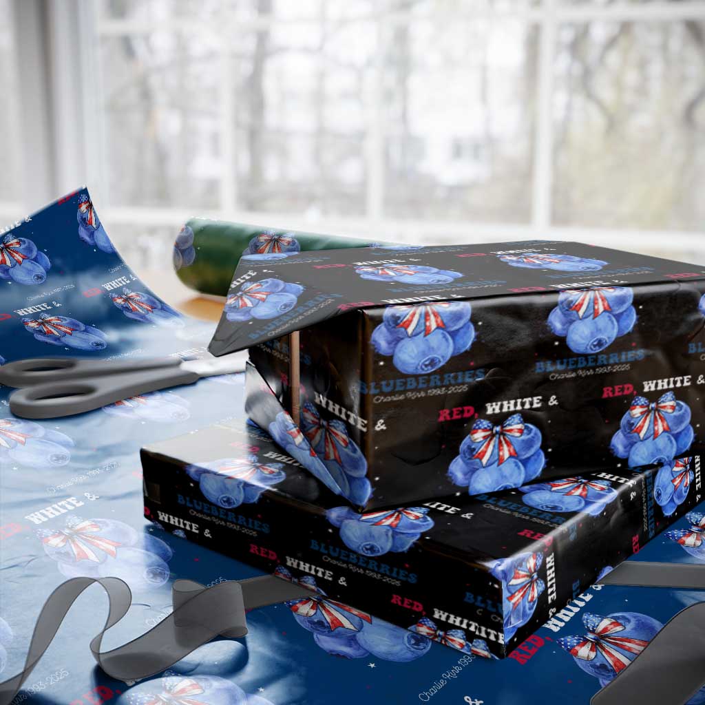 Red White and Blueberries Wrapping Paper Roll Charlie Kirk Tribute 1993 2025 Memorial - Wonder Print Shop