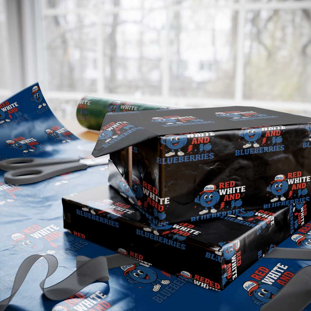 Red White and Blueberries Wrapping Paper Roll Patriotic Fruit Cartoon Graphic - Wonder Print Shop