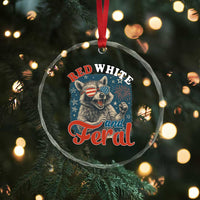 Red White and Feral Raccoon Crystal Glass Ornament Funny Patriotic Fireworks Wild 4th of July Vibes TS02