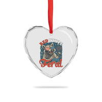 Red White and Feral Raccoon Heart Crystal Glass Ornament Funny Patriotic Fireworks Wild 4th of July Vibes - Wonder Print Shop