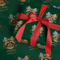 Red White and Feral Raccoon Wrapping Paper Roll Funny Patriotic Animal 4th of July - Wonder Print Shop