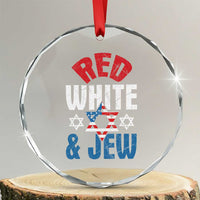 Red White and Jew Crystal Glass Ornament Funny Jewish Patriotic 4th of July Star Of David TS02