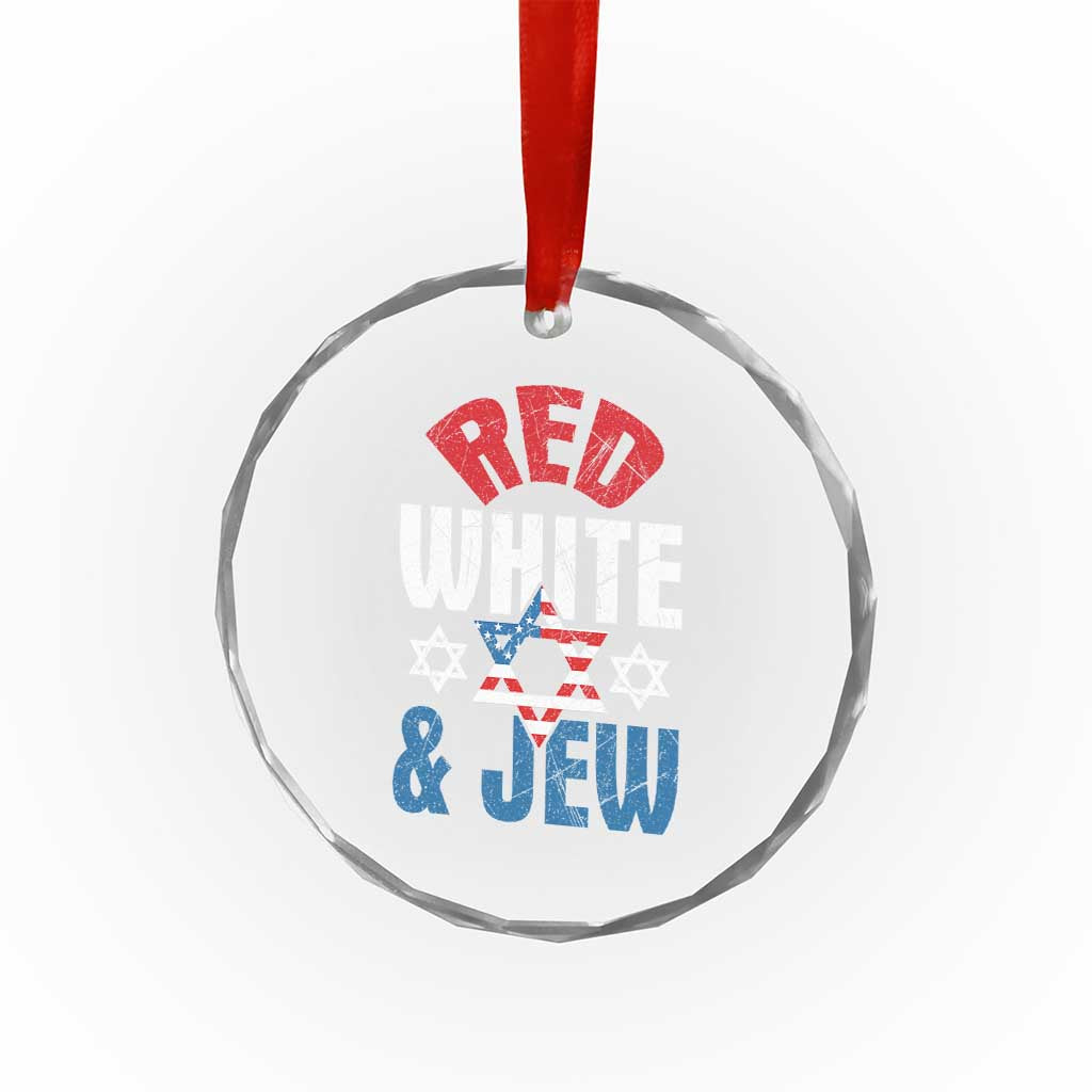 Red White and Jew Crystal Glass Ornament Funny Jewish Patriotic 4th of July Star Of David TS02