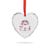 Red White and Livin Happy 4th of July Patriotic Heart Crystal Glass Ornament Funny Retro Movie Quote You Gotta Keep On Living Man