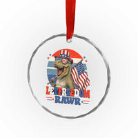Red White Blue Dinosaur Pride Crystal Glass Ornament Let Freedom Rawr