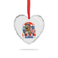 Red White Blue Dinosaur Pride Heart Crystal Glass Ornament Let Freedom Rawr