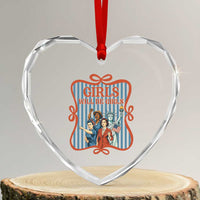 Red White Blue Feminist Pride Heart Crystal Glass Ornament Girls Will Be Girls