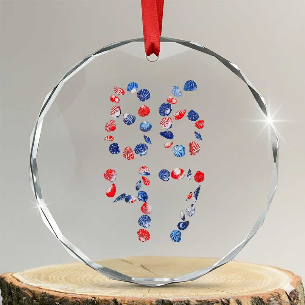 Red White Blue Seashell 8647 Crystal Glass Ornament Viral 2026 Beach Walk Satire Graphic