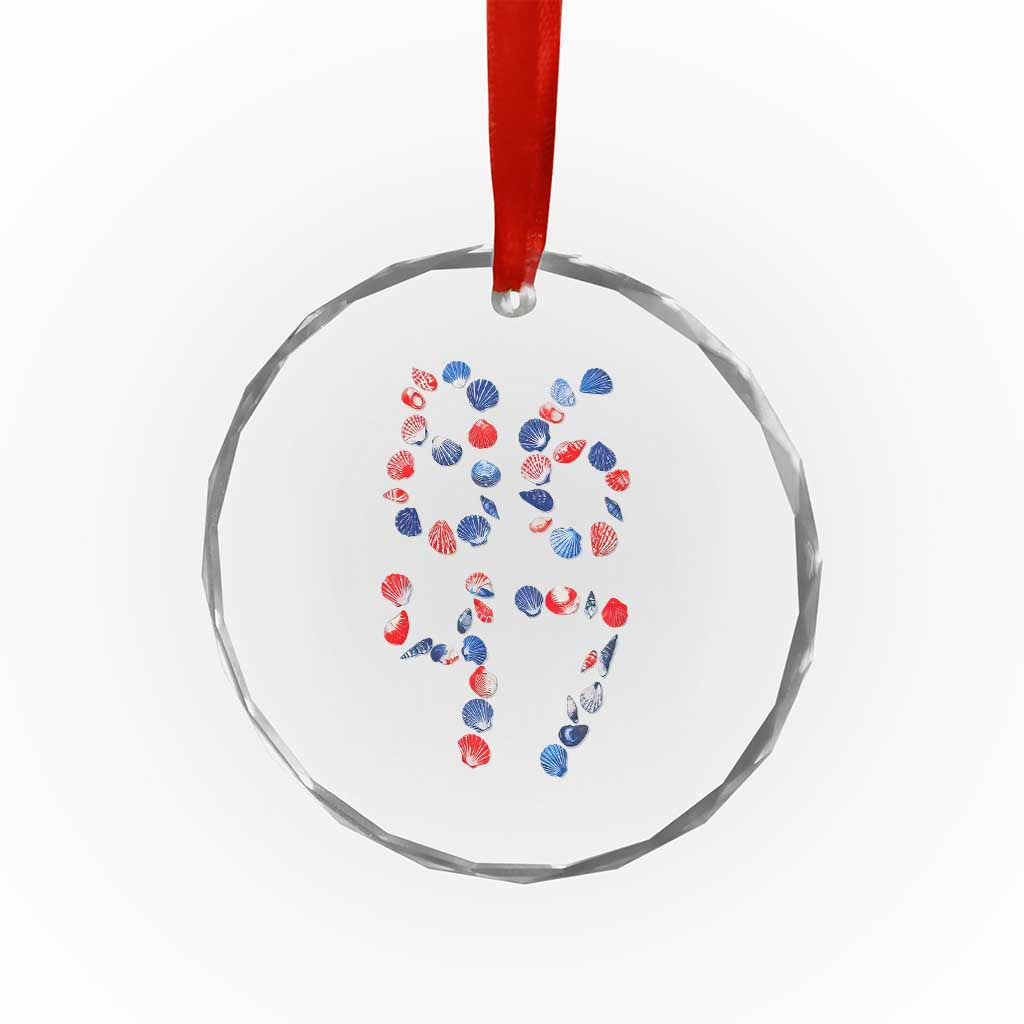 Red White Blue Seashell 8647 Crystal Glass Ornament Viral 2026 Beach Walk Satire Graphic
