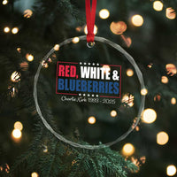 Red White Blueberries Crystal Glass Ornament Charlie Kirk Inspired Patriotic Memorial Freedom TS10