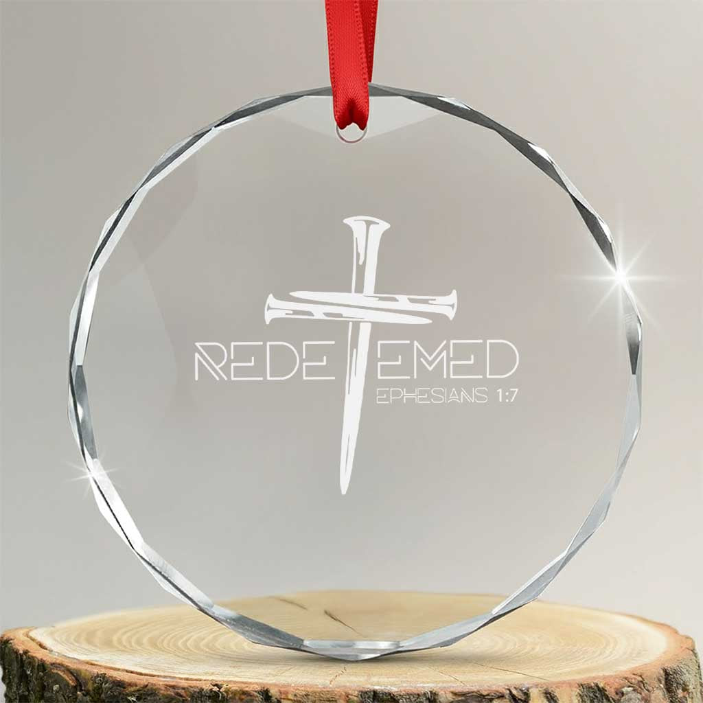 Redeemed Christian Vintage Ephesians Bible Verse Redemption Crystal Glass Ornament - Wonder Print Shop