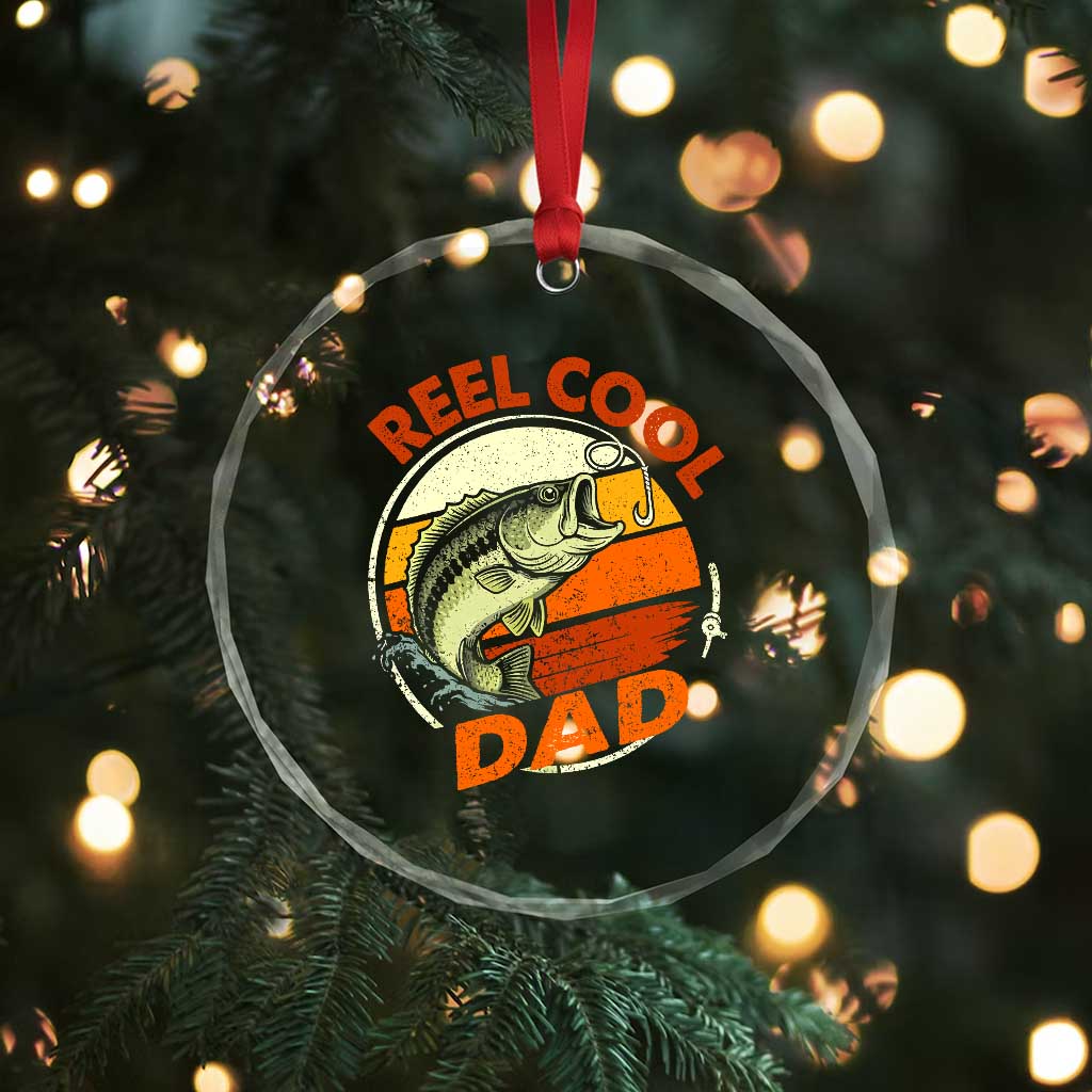 Reel Cool Dad Crystal Glass Ornament Funny Fathers Day Fishing Lover Fisherman