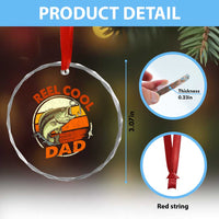 Reel Cool Dad Crystal Glass Ornament Funny Fathers Day Fishing Lover Fisherman