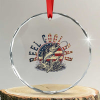 Reel Cool Dad Graphic Crystal Glass Ornament 4th Of July Fishing Patriotic Dad