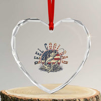 Reel Cool Dad Graphic Heart Crystal Glass Ornament 4th Of July Fishing Patriotic Dad