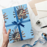 Reel Cool Dad Graphic Wrapping Paper Roll 4th Of July Fishing Patriotic Dad