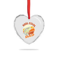 Reel Cool Dad Heart Crystal Glass Ornament Funny Fathers Day Fishing Lover Fisherman