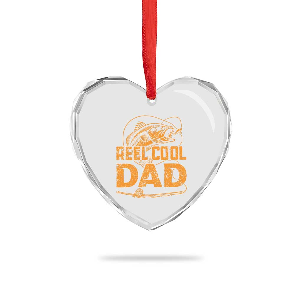 Reel Cool Dad Heart Crystal Glass Ornament Funny Fishing Fisherman Fathers Day