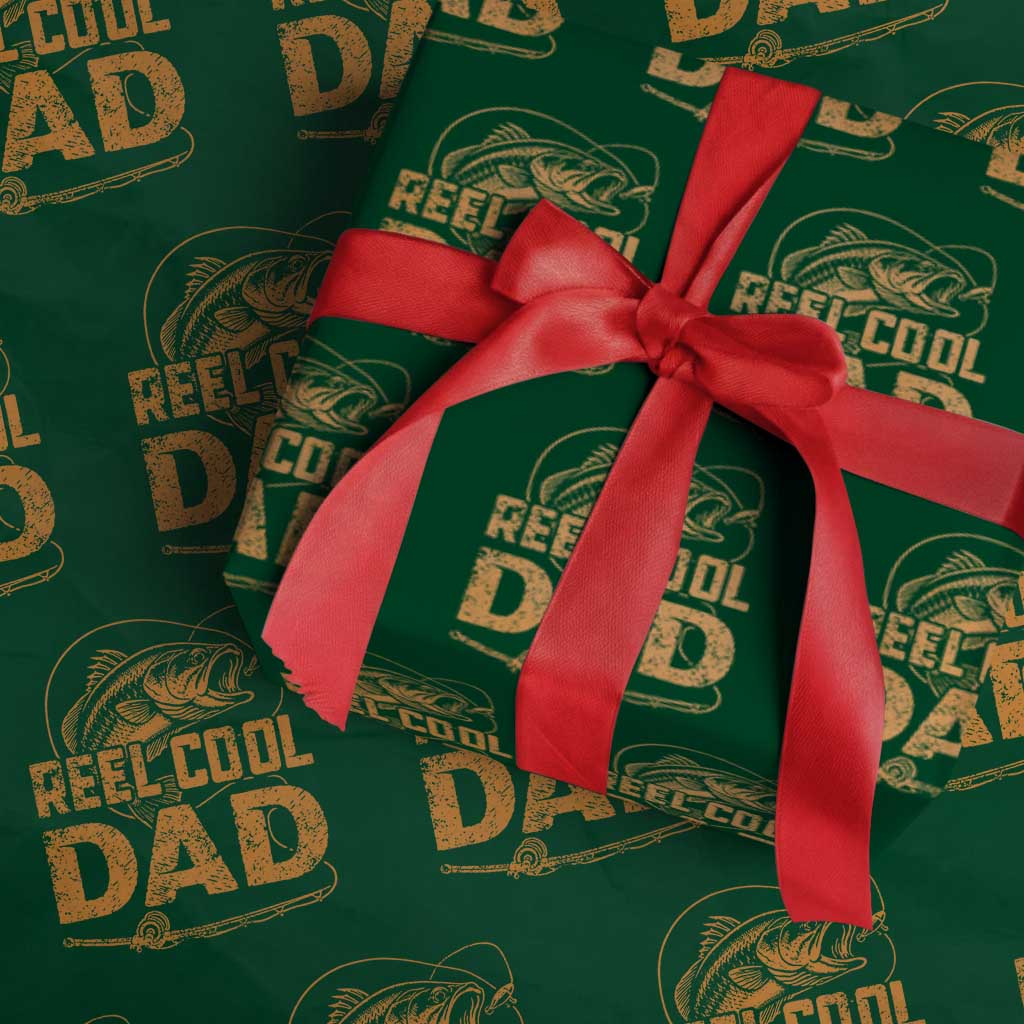 Reel Cool Dad Wrapping Paper Roll Funny Fishing Fisherman Fathers Day