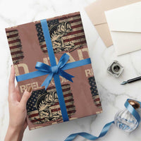 Reel Cool Dad Wrapping Paper Roll Funny Fishing USA Flag Patriotic Fisherman Fathers Day