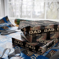 Reel Cool Dad Wrapping Paper Roll Funny Fishing USA Flag Patriotic Fisherman Fathers Day