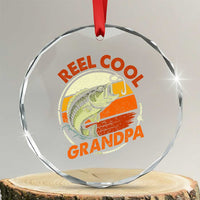 Reel Cool Grandpa Crystal Glass Ornament Funny Fathers Day Dada Fishing Lover Fisherman