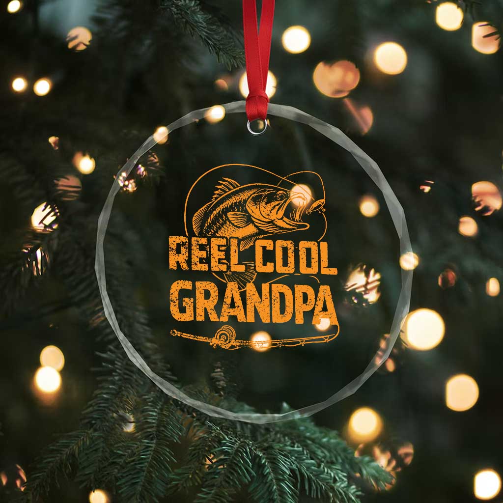 Reel Cool Grandpa Crystal Glass Ornament Funny Fishing Fisherman Fathers Day