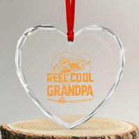 Reel Cool Grandpa Heart Crystal Glass Ornament Funny Fishing Fisherman Fathers Day