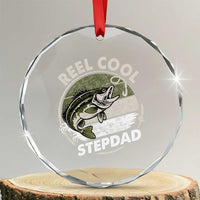 Reel Cool Stepdad Crystal Glass Ornament Fathers Day Gift for Fisherman Bonus Dad