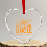 Reel Cool Uncle Heart Crystal Glass Ornament Funny Fishing Fisherman Fathers Day