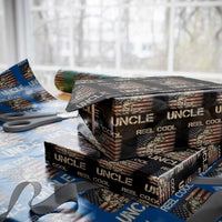 Reel Cool Uncle Wrapping Paper Roll Funny Fishing USA Flag Patriotic Fisherman Fathers Day