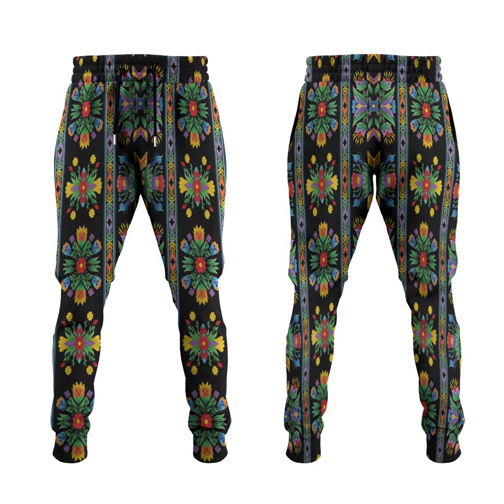 Regalia Stripe Floral Pattern Jogger Pants Colorful Attractive - Wonder Print Shop