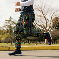 Regalia Stripe Floral Pattern Jogger Pants Colorful Attractive - Wonder Print Shop