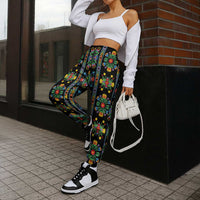 Regalia Stripe Floral Pattern Jogger Pants Colorful Attractive - Wonder Print Shop