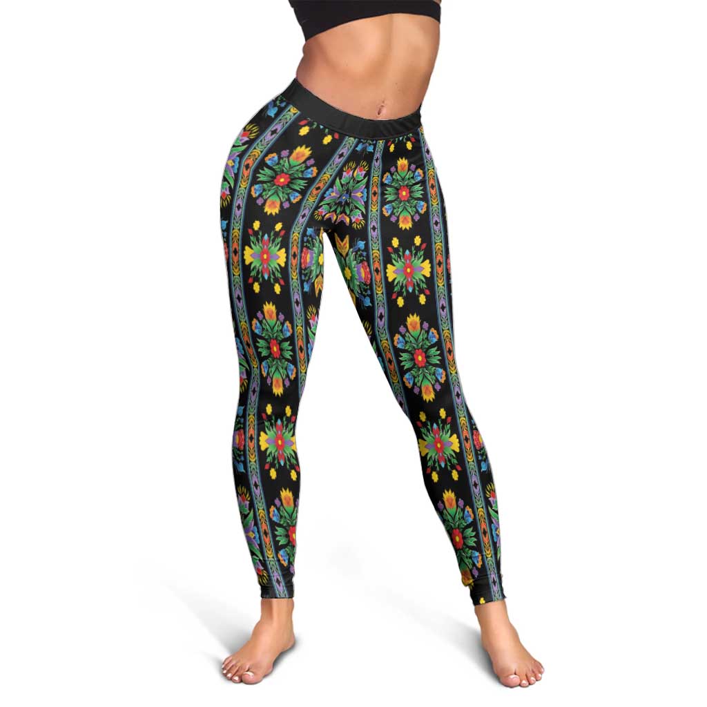 Regalia Stripe Floral Pattern Leggings Colorful Attractive - Wonder Print Shop