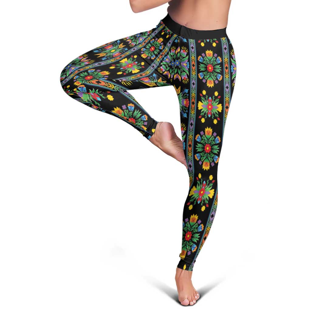 Regalia Stripe Floral Pattern Leggings Colorful Attractive - Wonder Print Shop